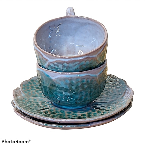 STANGL DELLA-WARE Cabbage Leaf Teacup & Saucer Set - Picture 4 of 13